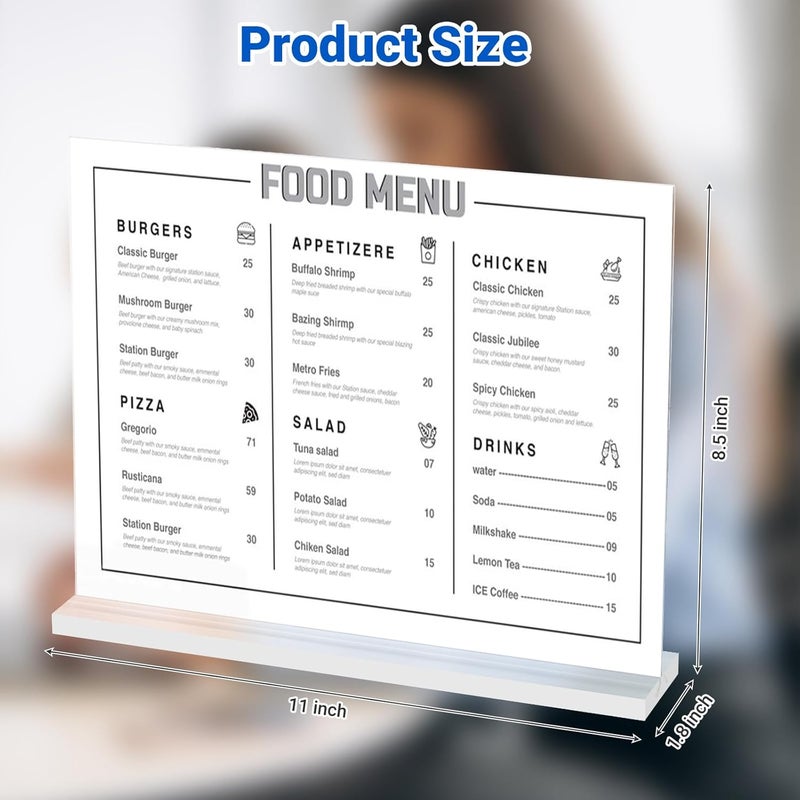 DECOHOBO 12 Pack Acrylic Sign Holder 11 x 8.5 Horizontal, Double-Sided Clear Sign Holder Plastic Stands for Display, T Shape Acrylic Table Sign Stands for Office Store Restaurants Wedding Party Decoration - Image 2